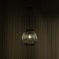 Lampada a sospensione Nety in metallo nero lucido, 35x35 h150 cm