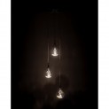 Lampada a sospensione Drop3 con cavi in Acciaio e paralumi Vetro rosa oro, 33x33 h133 cm
