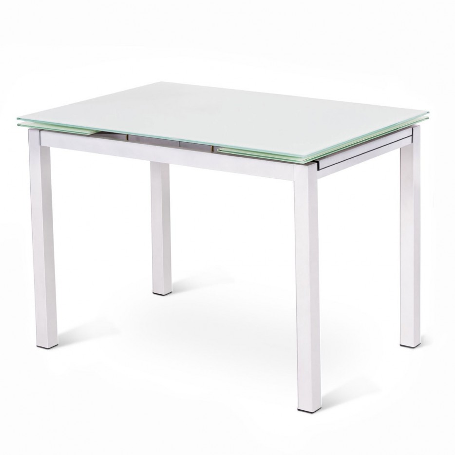 Tavolo Allungabile in Vetro Temperato SLIM colore Bianco, 130-200 x 80 cm
