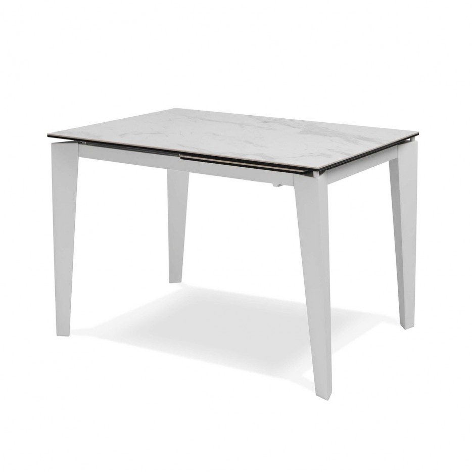 Tavolo Allungabile in Ceramica e Metallo RAMI colore Marmo Bianco, 120-170 x 80 cm