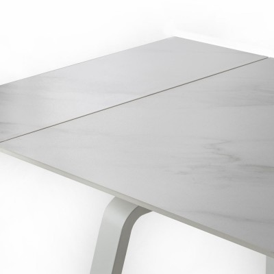 Tavolo Allungabile NISI in Marmo effetto pietra e Metallo colore Bianco, 140-200 x 80 cm