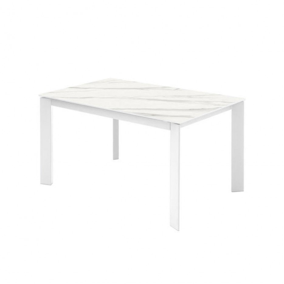 Tavolo Allungabile in Ceramica e Metallo ETRO colore Marmo Bianco, 140-190 x 90 cm