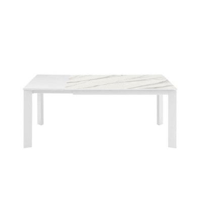 Tavolo Allungabile in Ceramica e Metallo ETRO colore Marmo Bianco, 140-190 x 90 cm