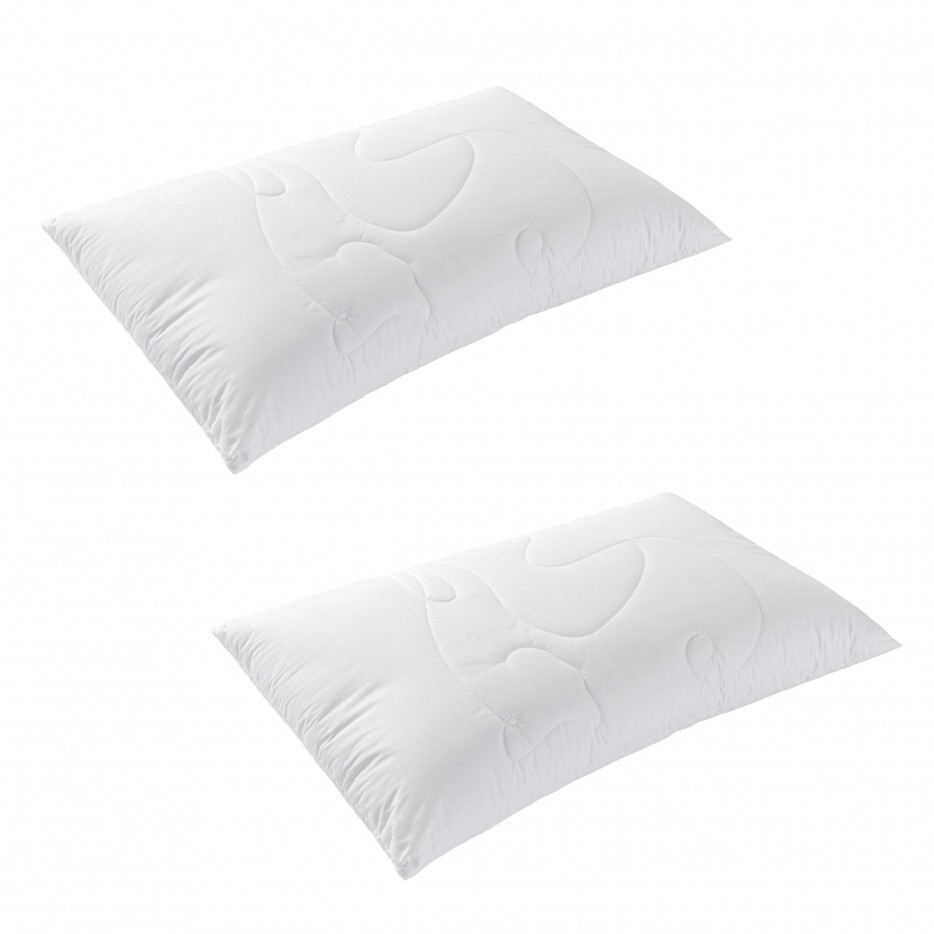 Set di 2 Guanciali Relax 70 con federa imbottita e trapuntata 100% Cotone, 40 x 70 cm