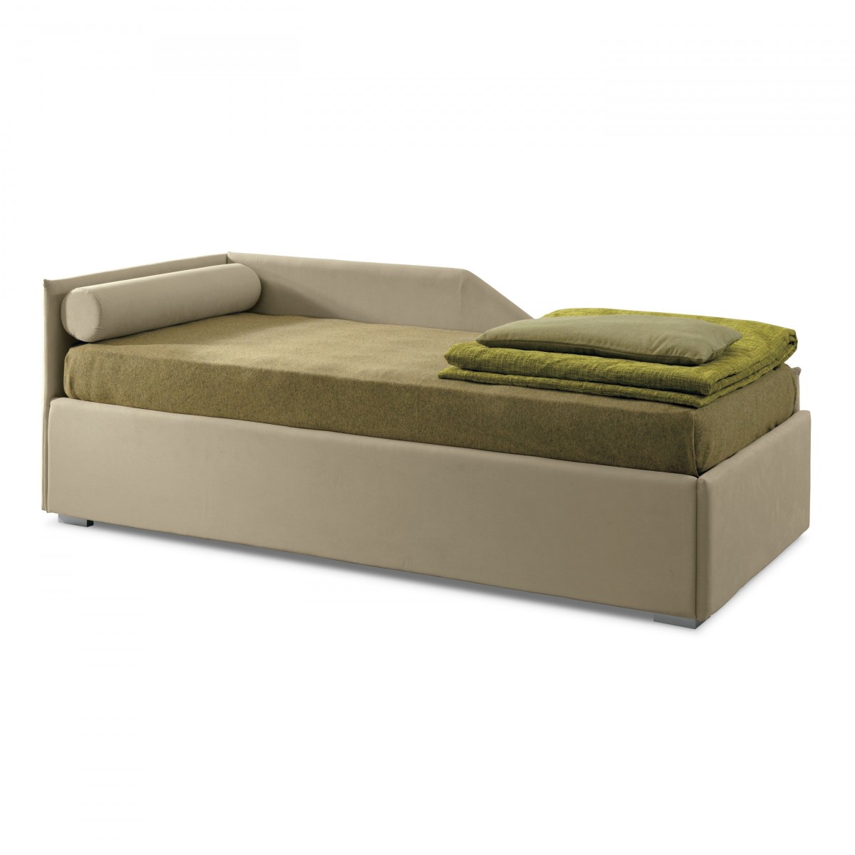 Morph Letto Dormeuse Imbottita in Tessuto idrorepellente beige con Rete a doghe, 80-90x190 cm