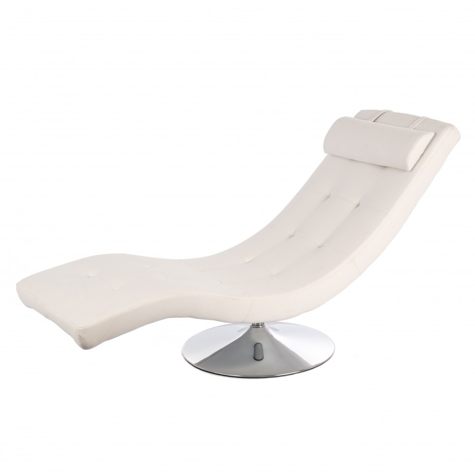 Chaise Longue Komfort in Ecopelle Bianca, 60 x 180 x h90 cm