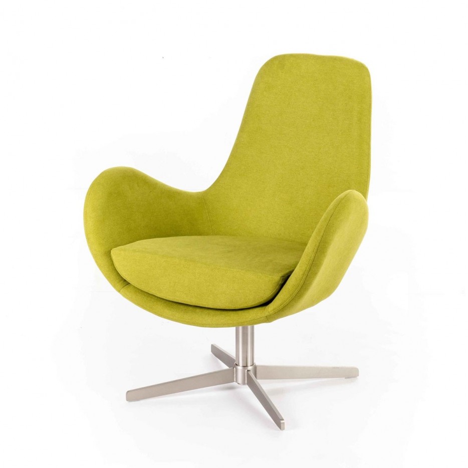 Selene Poltrona Girevole in Tessuto colore Verde e gambe Metallo Cromo, 72 x 64 x h85 cm