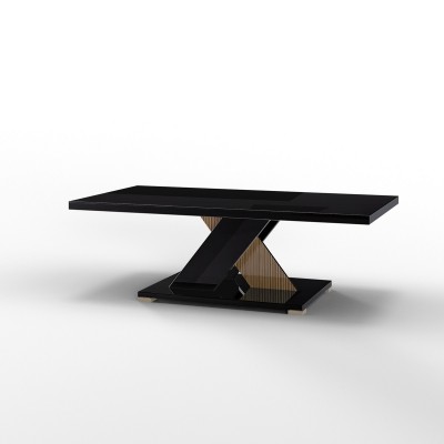 Tavolino da salotto SATIRO finitura Nero Lucido laccato e Legno con pannelli da 30 mm, 127 x 66 x h40 cm