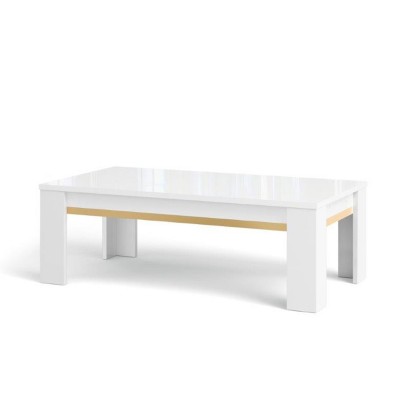 Tavolino da salotto DORO Bianco lucido laccato con Serigrafia Oro, 126 x 66 x h42 cm