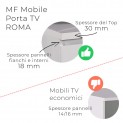 Roma Mobile Porta TV Nero e Bianco Laccato Lucido 4 Ante, 220 x 50 x h45 cm