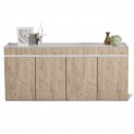 Madia Buffet WOOD Bianca Laccata Lucido 4 Ante con finitura Legno Chiaro Opaco, 210 x 45 x h85 cm