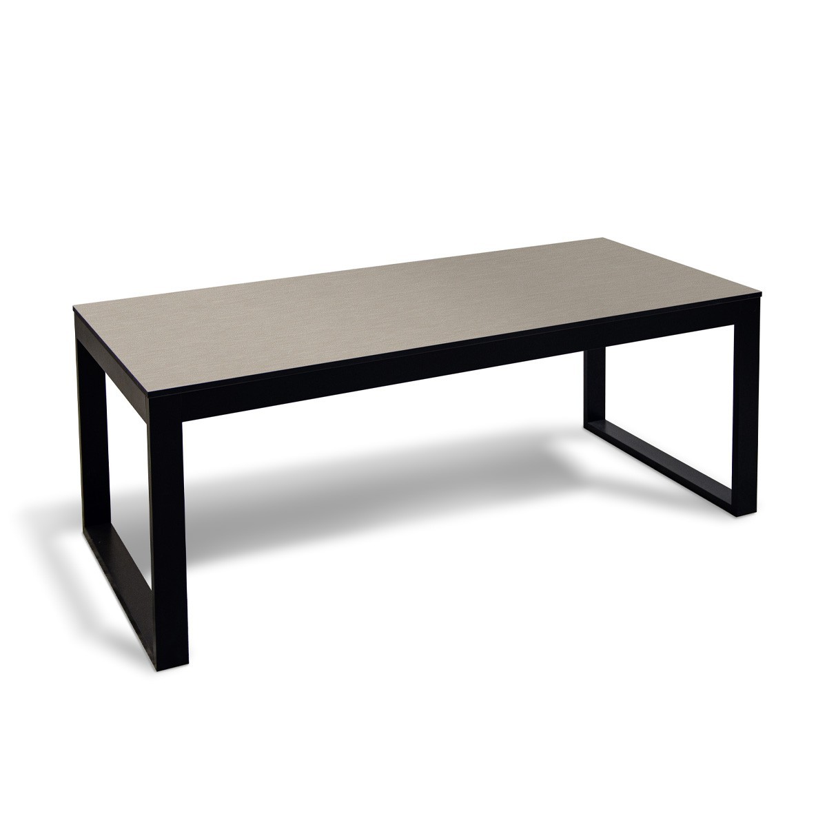 Tavolo da Pranzo VENERE struttura legno Nero opaco e 2 Ante colore Champagne lucido, 160 x 90 cm