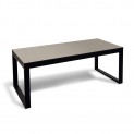 Tavolo da Pranzo VENERE struttura legno Nero opaco e 2 Ante colore Champagne lucido, 160 x 90 cm