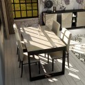 Tavolo da Pranzo VENERE struttura legno Nero opaco e 2 Ante colore Champagne lucido, 160 x 90 cm