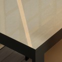 Tavolo da Pranzo VENERE struttura legno Nero opaco e 2 Ante colore Champagne lucido, 160 x 90 cm