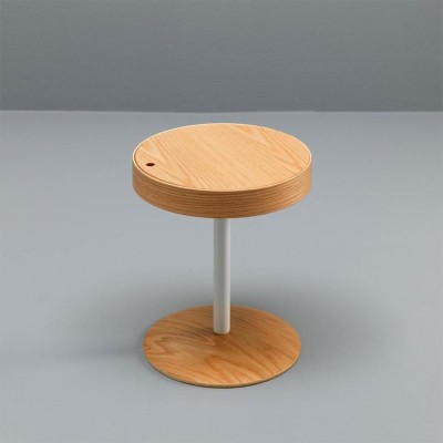 Comodino / Tavolino in legno e metallo HIDE rotondo, diametro 40.5 x h45 cm