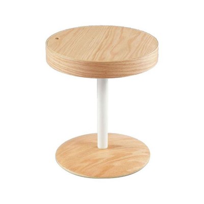 Comodino / Tavolino in legno e metallo HIDE rotondo, diametro 40.5 x h45 cm