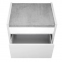 Set 2 Comodini OPEN bianco/cemento con 1 cassetto e Top in folding, 51 x 40 x h42 cm