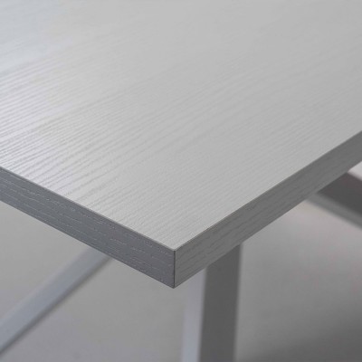 Tavolo allungabile Industrial base in metallo Bianco e Top Nobilitato Frassino Bianco 1 allungo 40 cm, 140-180 x 90 h76 cm