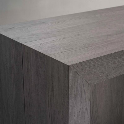 Consolle allungabile Grigia finitura legno ELLA con guide in alluminio e 5 allunghi da 50 cm, 100 x 46 x h77 cm