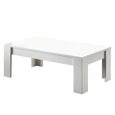 Greta Tavolino da Salotto Bianco Laccato Lucido, 126 x 66 x h42 cm
